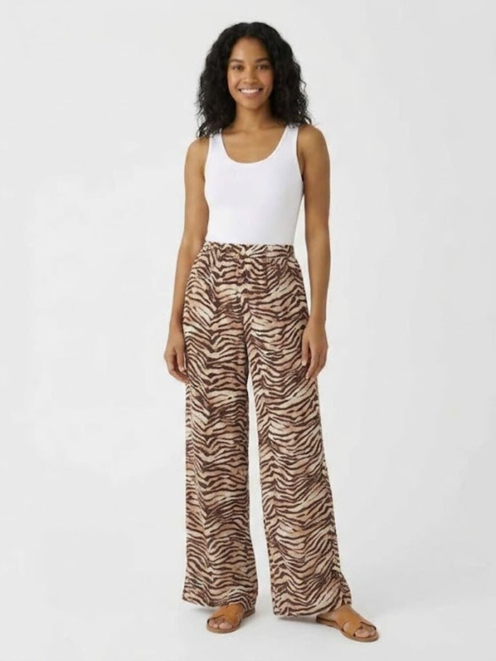 NWT Sndy Zebra Print Flowy Wide Leg Pants Lined Women's Size 2